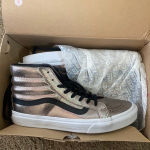 Gold Metallic sk8 High top vans